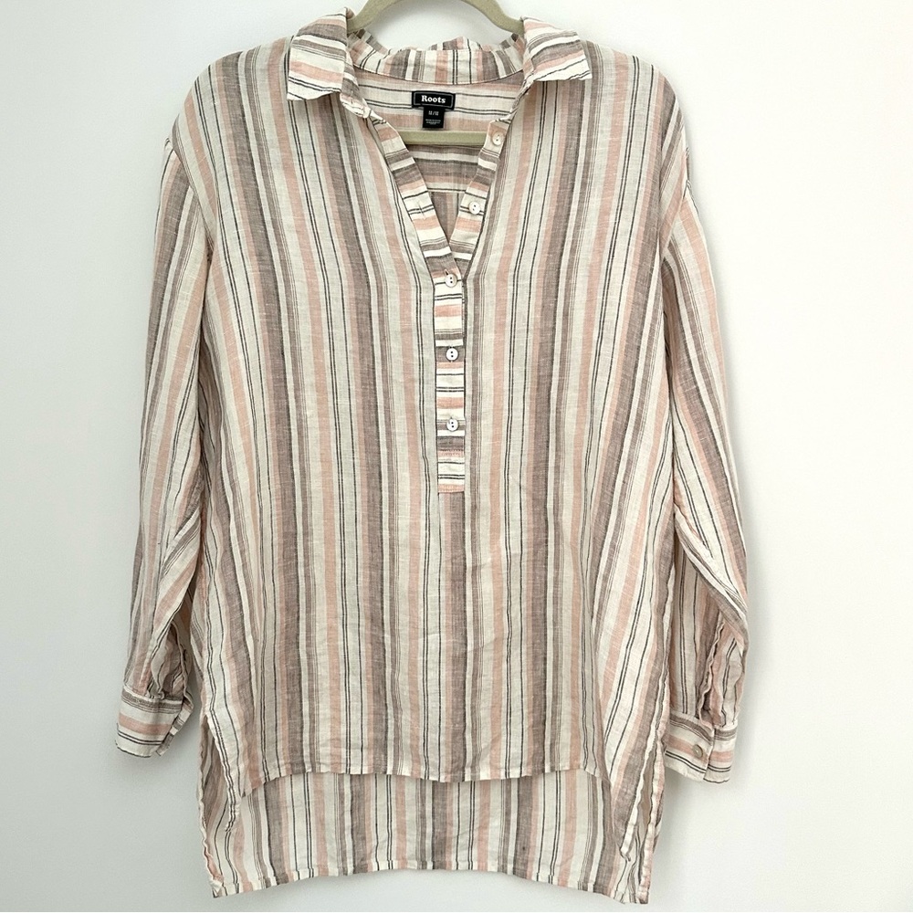 ROOTS Striped Linen Top